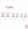 S925 sterling silver petal crystal flowers stud earrings in gold and platinum plating, showing 2.5mm, 3mm, and 4mm sizes
