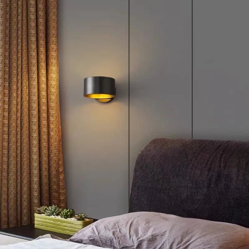 Copper wall lamp in modern style with gold or black finish options