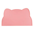 Solid colour silicone pet feeding mat placed under dog bowl on floor