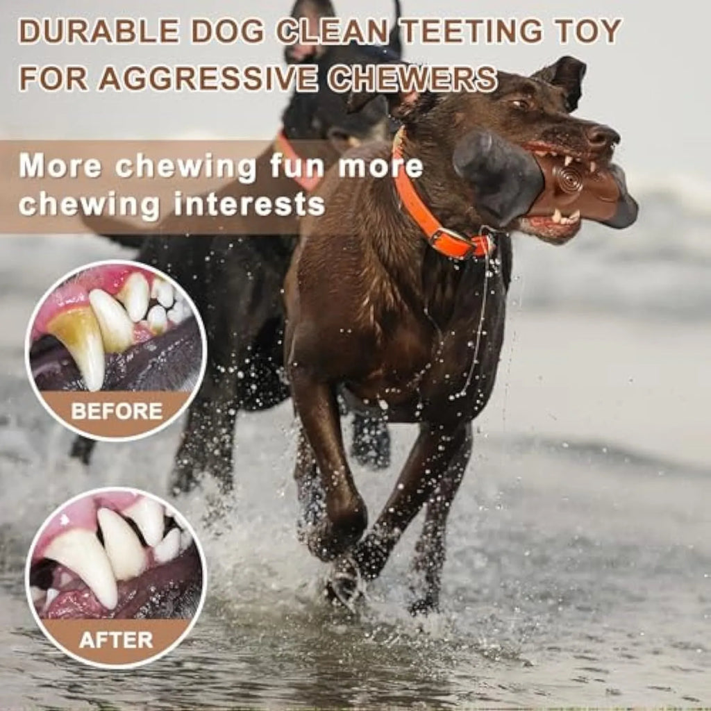 Large bacon-flavoured nylon dog chew toy with squeaker for aggressive chewers