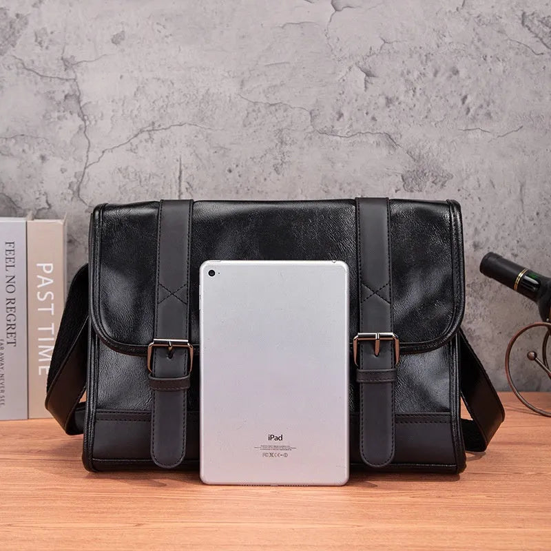Black Korean style men's backpack with anti-theft function and pu construction