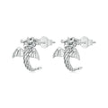 Women's retro handmade oxidised 925 silver flying dragon stud earrings, 13x13mm, 2.6g