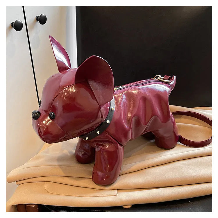 Jarre Aero Bull Doll satchel casual shoulder messenger bag in black with PU material, rivet details, and animal-shaped silhouette