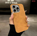 Imitation leather suede phone case in light grey with frosted finish for iPhone 16 Pro Max