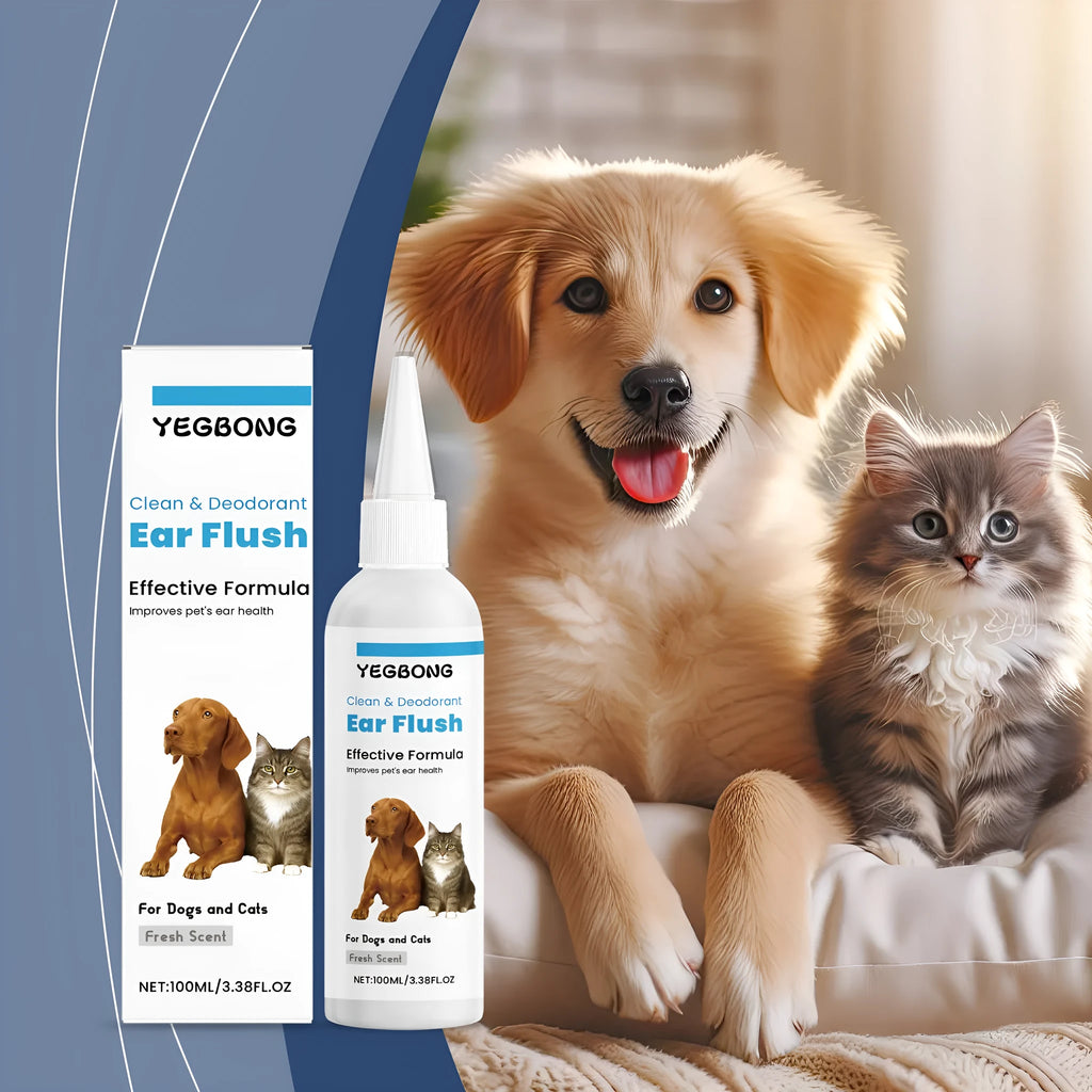 100ml bottle of cat and dog ear cleaner for gentle earwax removal