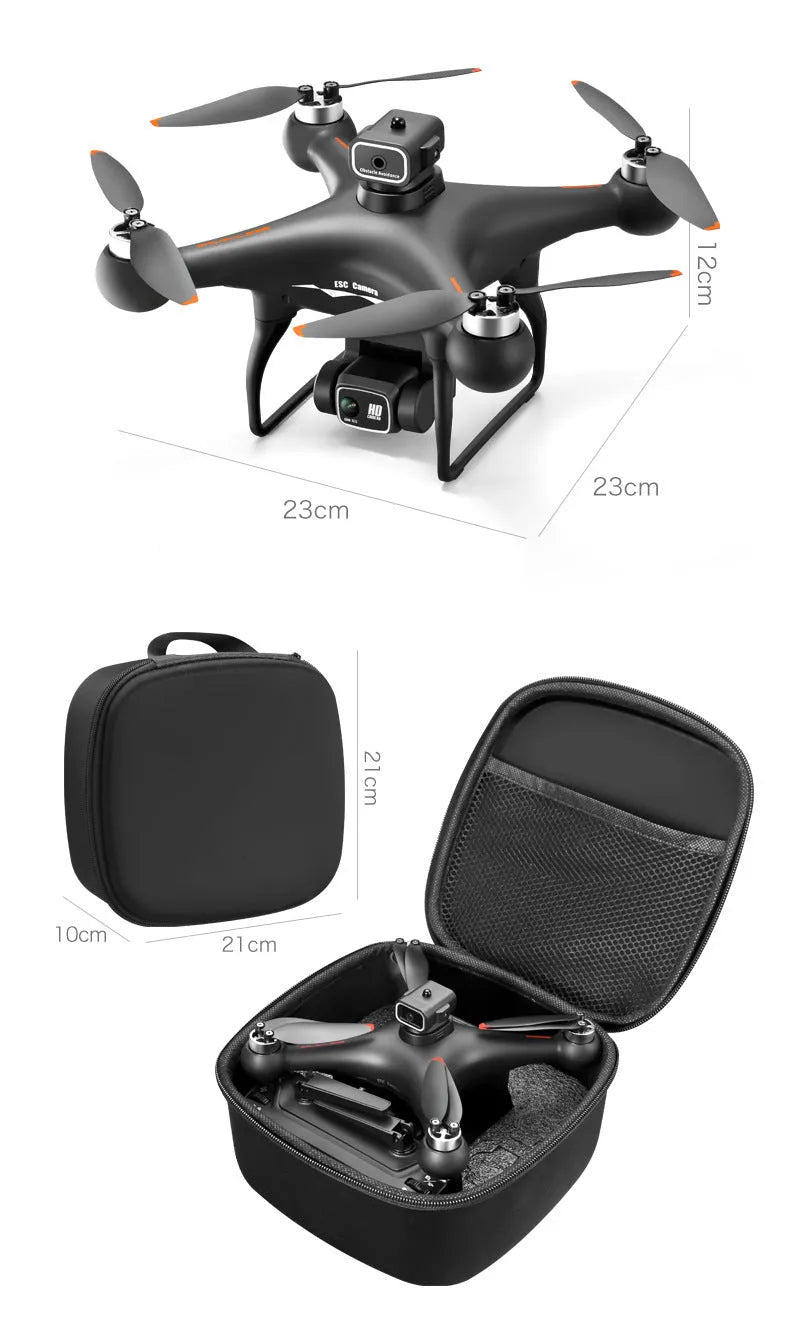 Black HD brushless UAV drone with four-side obstacle avoidance and dual cameras for aerial photography