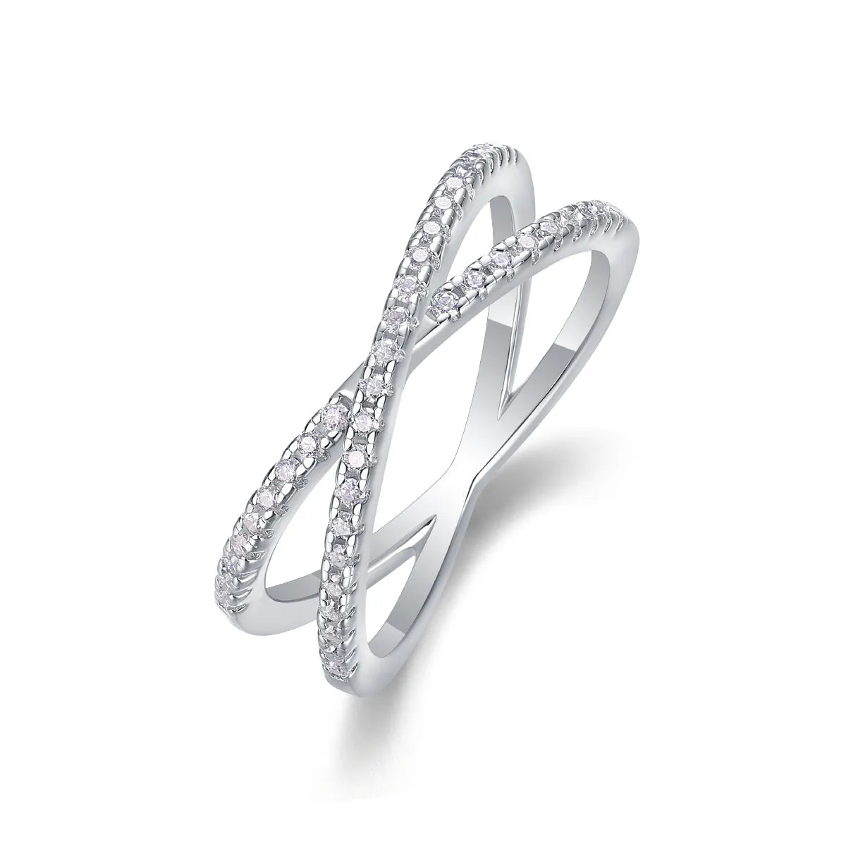 Love Interwoven moissanite wedding ring set in gold S925 silver with platinum plating on white background