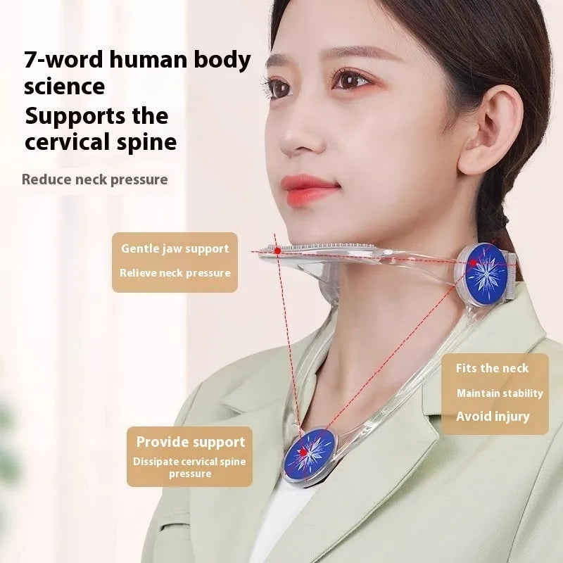 Adjustable neck support cervical spine corrector in transparent colour for fitness use