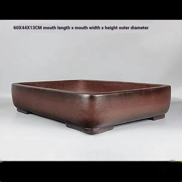 Rectangular purple clay flower pot with antique handmade finish and 60cm length dimensions