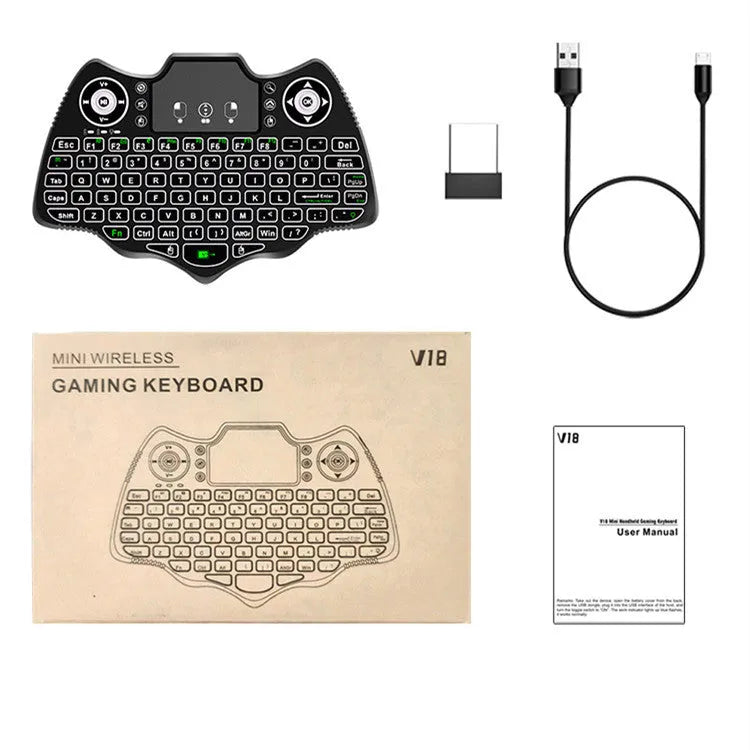 V18 black wireless mini flying keyboard mouse remote control with 88 keys and touchpad