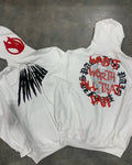 Printed skull pattern hooded sweatshirt with rhinestone detailing in black or white