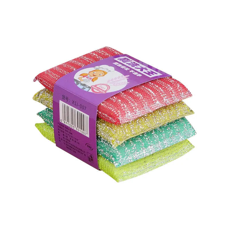 Fine stripe dishwashing sponge mop in macaron mixed colours showing pinstripe fabric texture and compact design