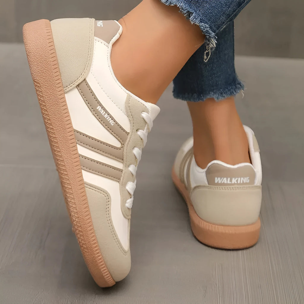 Plus size retro lace-up sneakers in wine red with flat heel and artificial PU upper