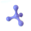 Blue silicone three-legged bone chew toy for puppies measuring 9.5cm