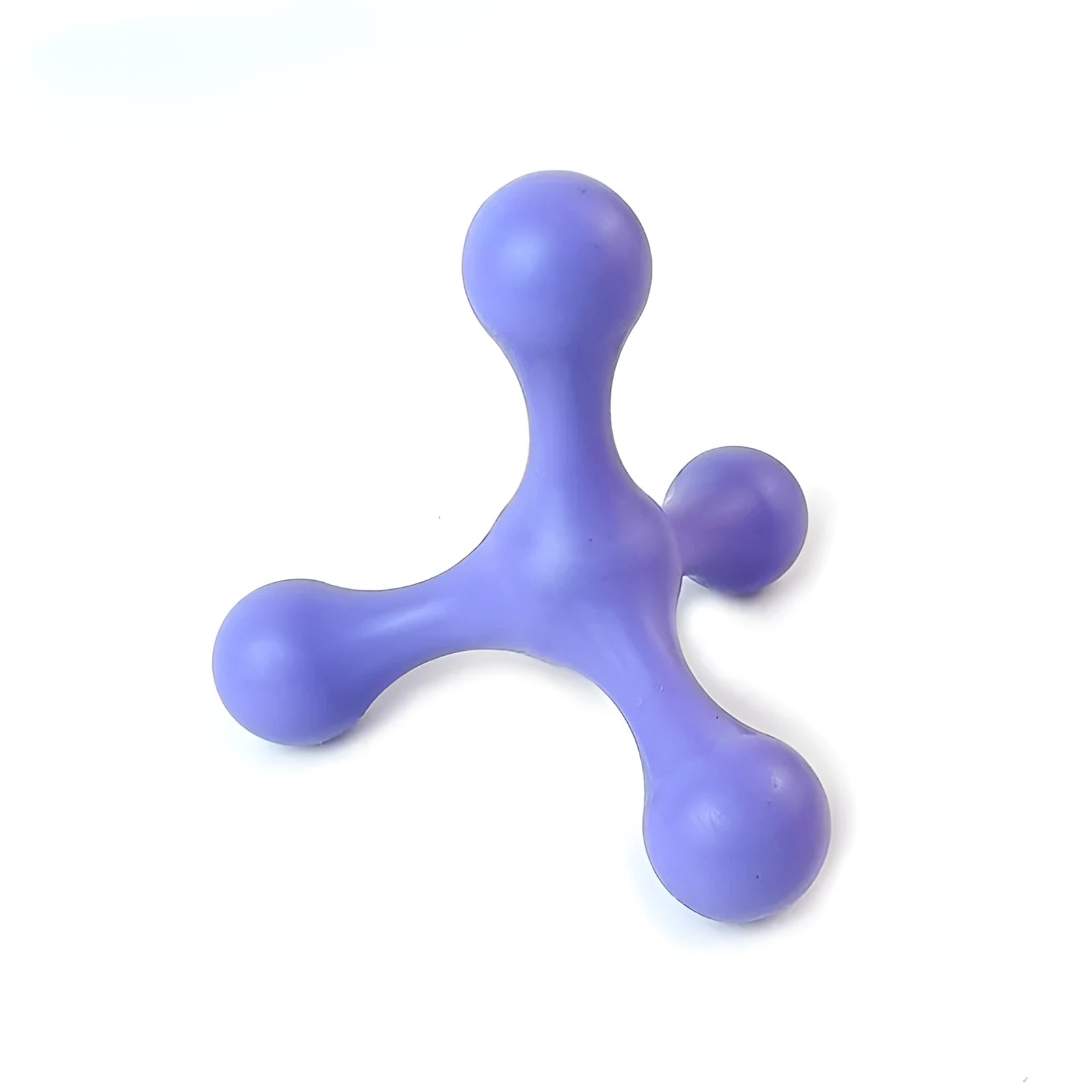 Blue silicone three-legged bone chew toy for puppies measuring 9.5cm