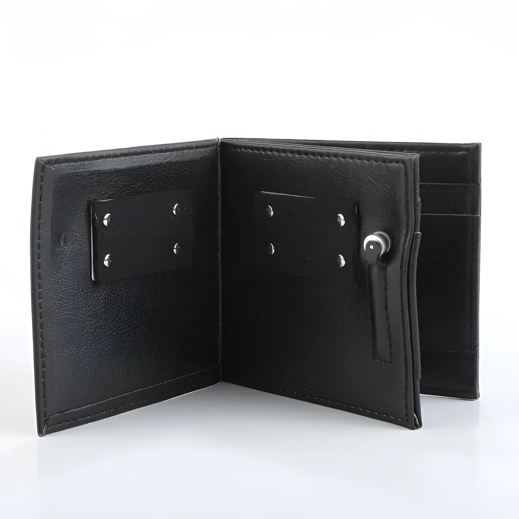 Leather fire wallet magic prop measuring 11.5x10cm in large area colour