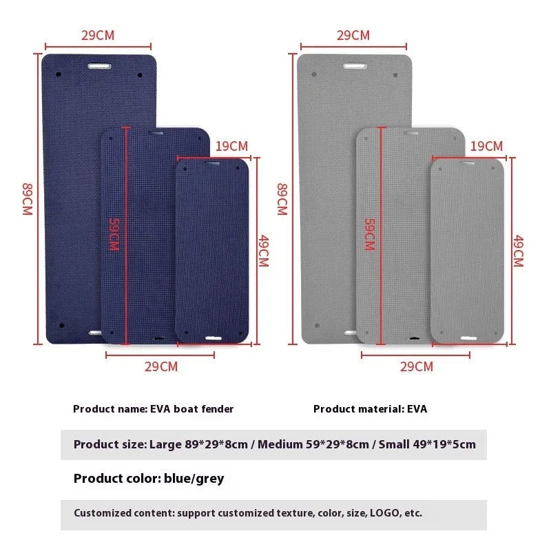 Blue EVA marine fender for boat and dock protection with anti-collision design