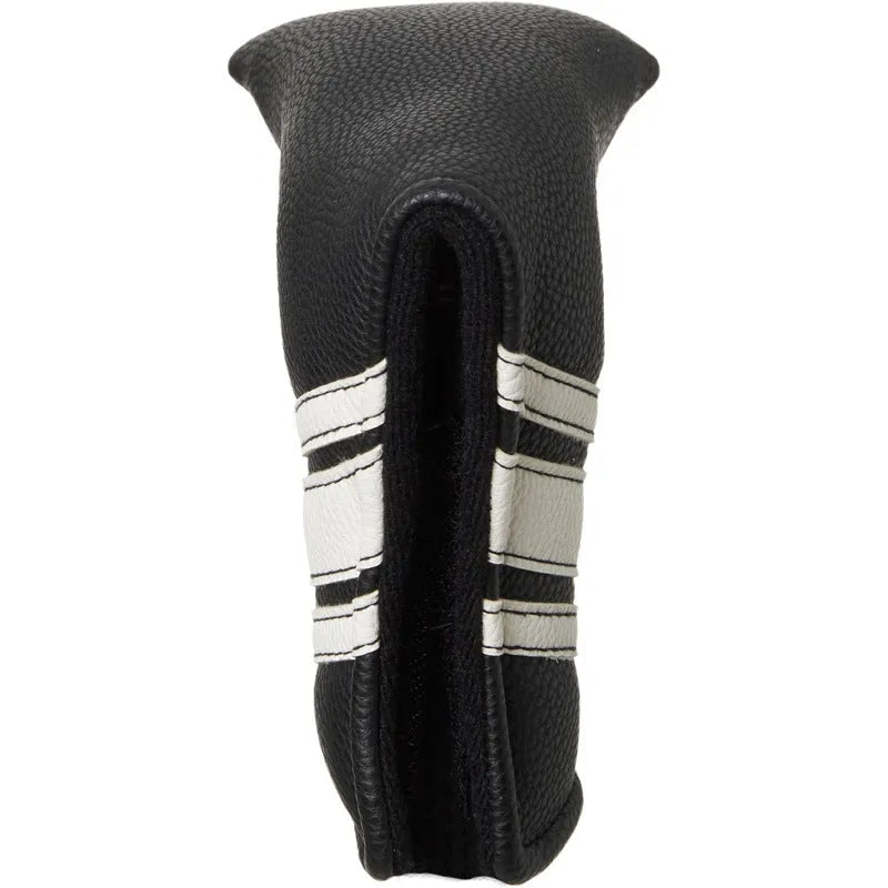 Black PU leather golf push rod case with zipper closure for trolley handle protection
