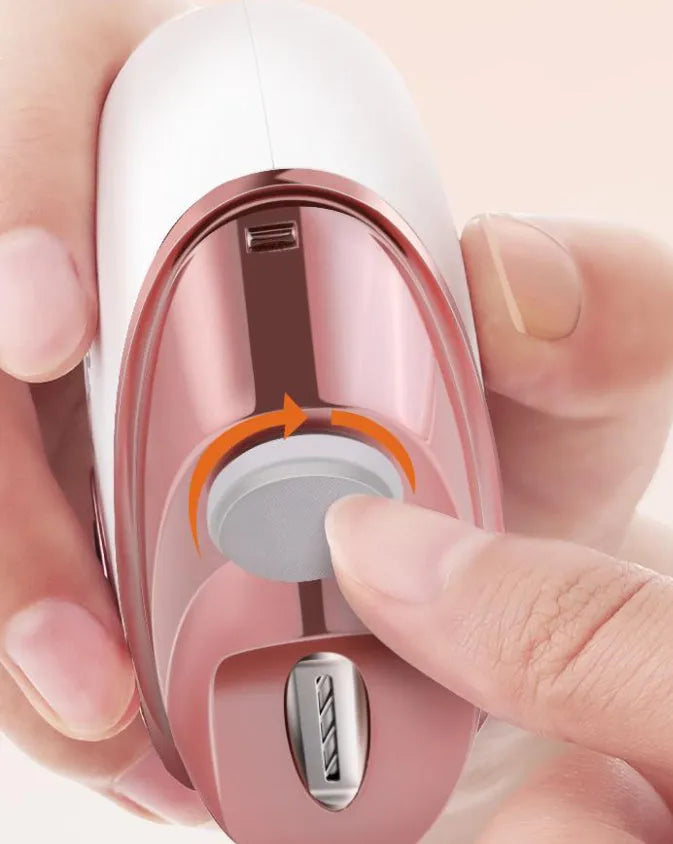 Electric nail clipper and buffer two-in-one grooming tool with Type-C charging cable