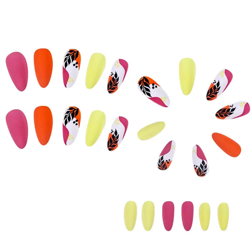 Wear Armour frosted finish nail stickers in medium almond shape showing four design patterns
