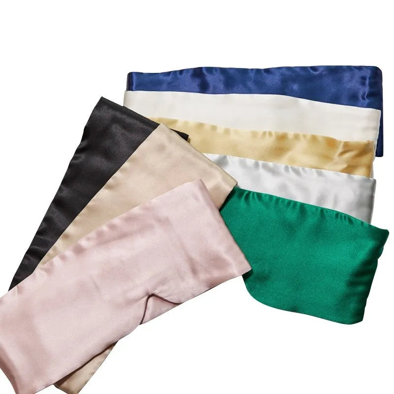 Mulberry silk sleep eye mask shown in one of seven colour options for light blocking.