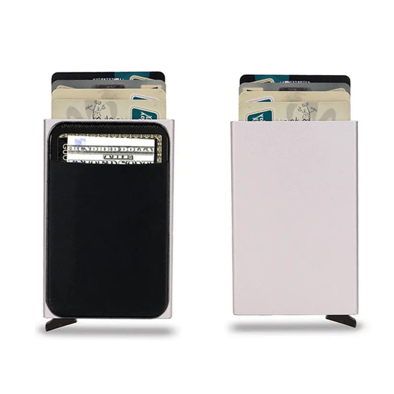 Aluminium alloy metal credit card holder with frosted finish in a choice of eight solid colours.