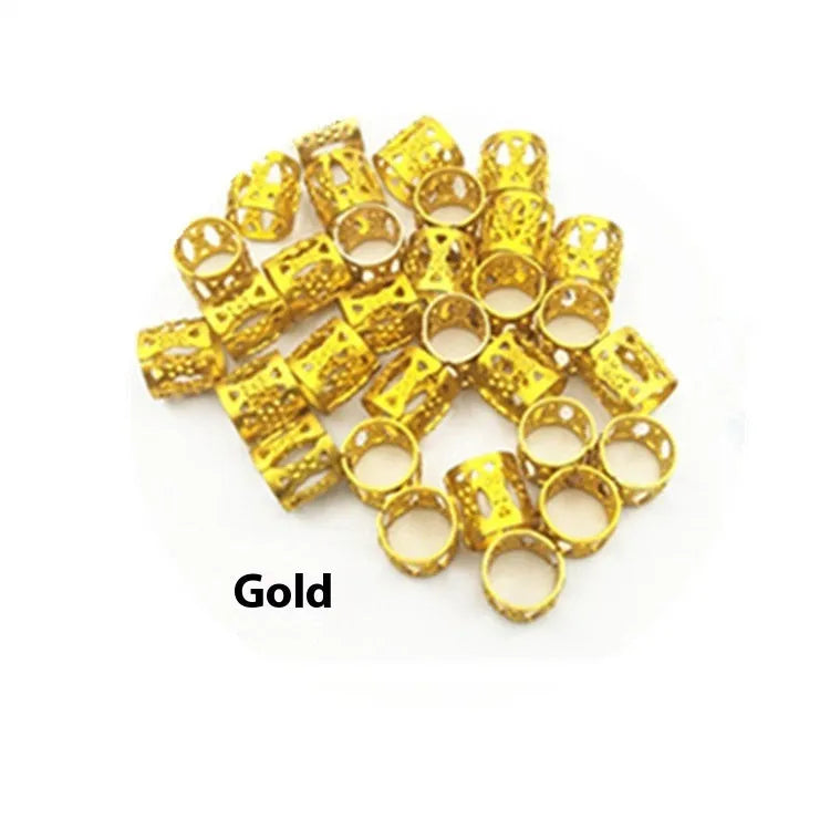 30 pack iron hollow tube hair rings for African twist braids in assorted colours
