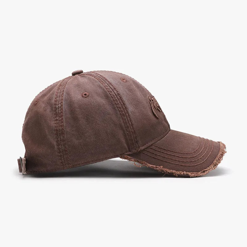 Men's cotton baseball cap with three-dimensional embroidery of English letters, dome crown, adjustable fit, black colour