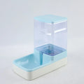 Portable automatic cat feeding and drinking station in blue, measuring 27x15.5x27cm
