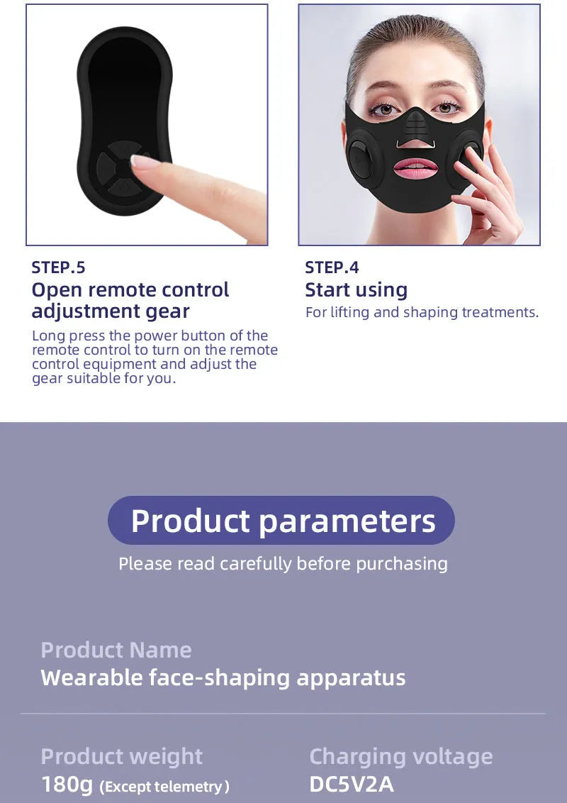 Black photon facial beauty device with USB connection for home skincare treatments
