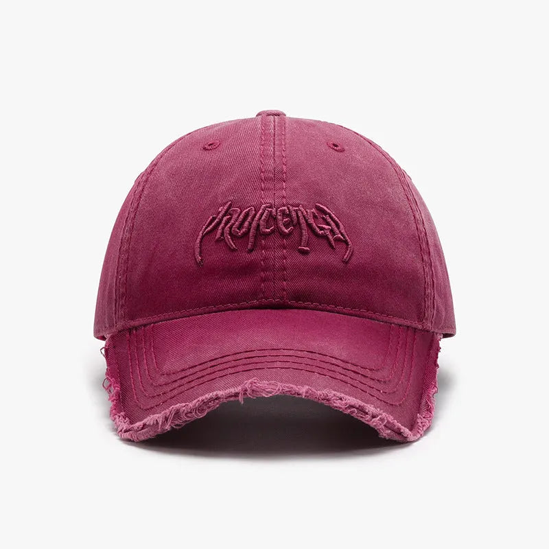 Men's cotton baseball cap with three-dimensional embroidery of English letters, dome crown, adjustable fit, black colour