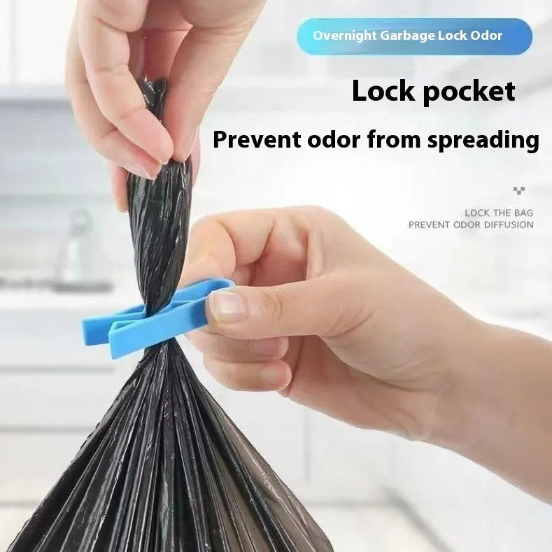 Ten white PP plastic garbage bag fixing clips for securing liners to bin rims