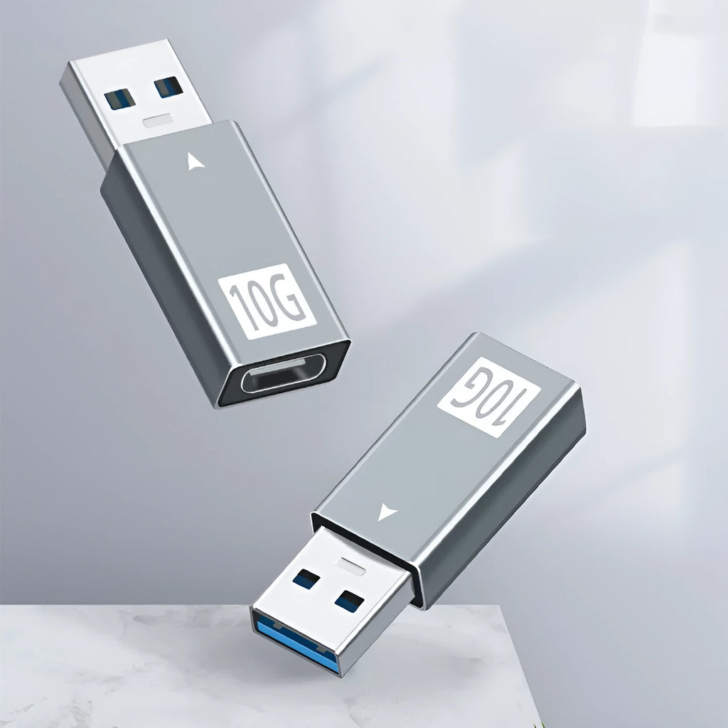 USB 3.1 male to Type-C female adapter in aluminium alloy with 10Gbps and 5V3A support