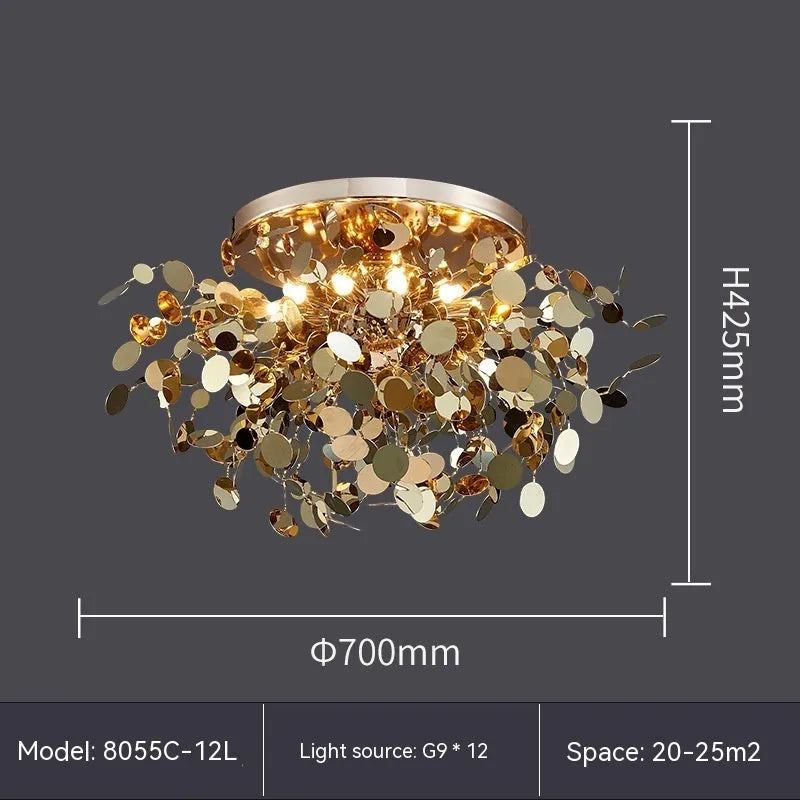 Stainless steel blade chandelier with eight G9 lights, model 8055C-8L, in D380 H450 size, for living room lighting