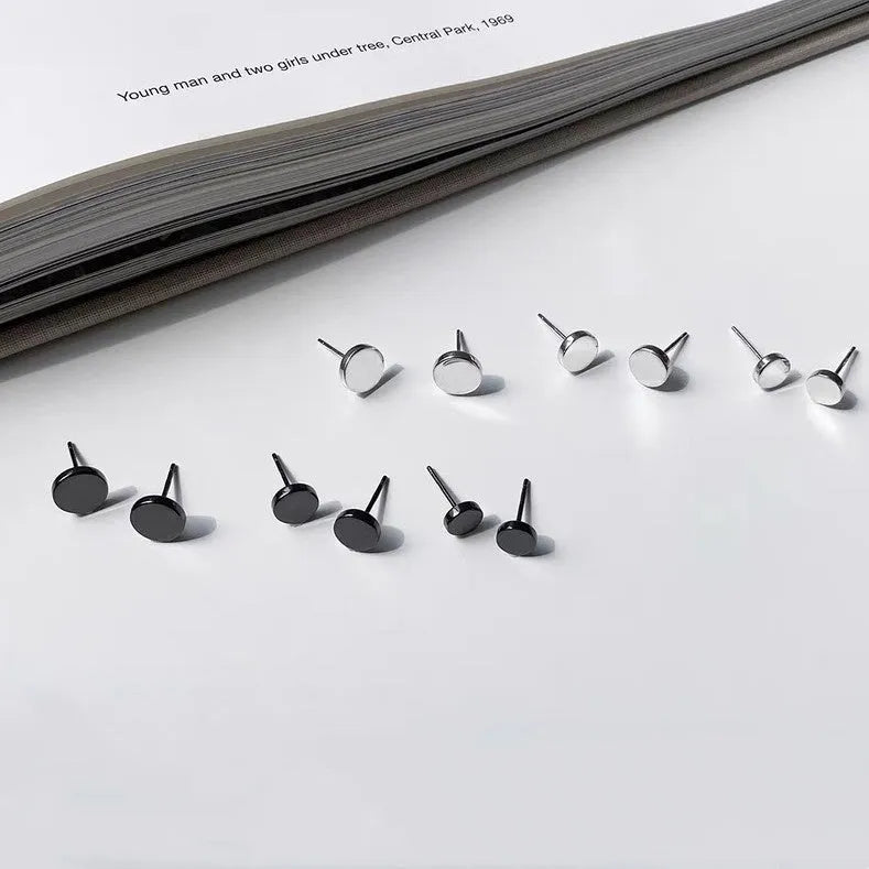 Sterling silver S999 flat ear bone studs in round shape, available in 3mm to 8mm sizes