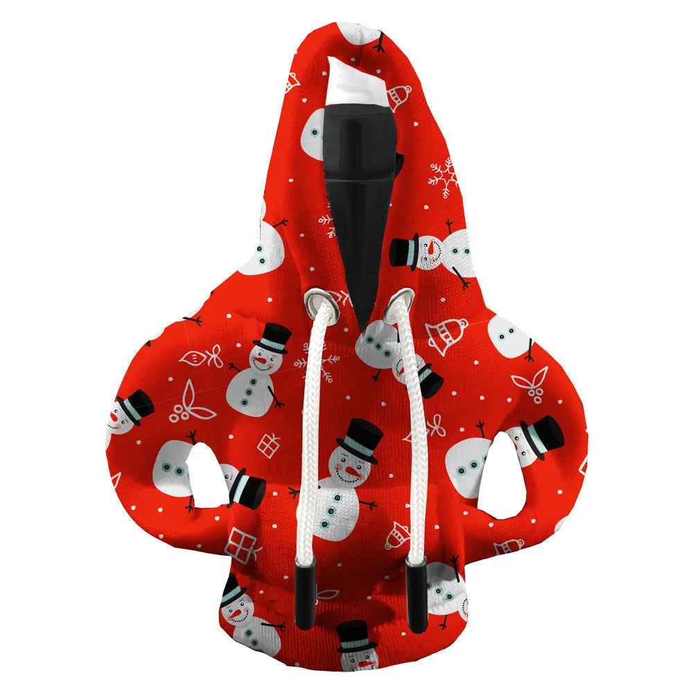 Thickened polyester car gear handle cover with red snowman Christmas design for dustproof decoration