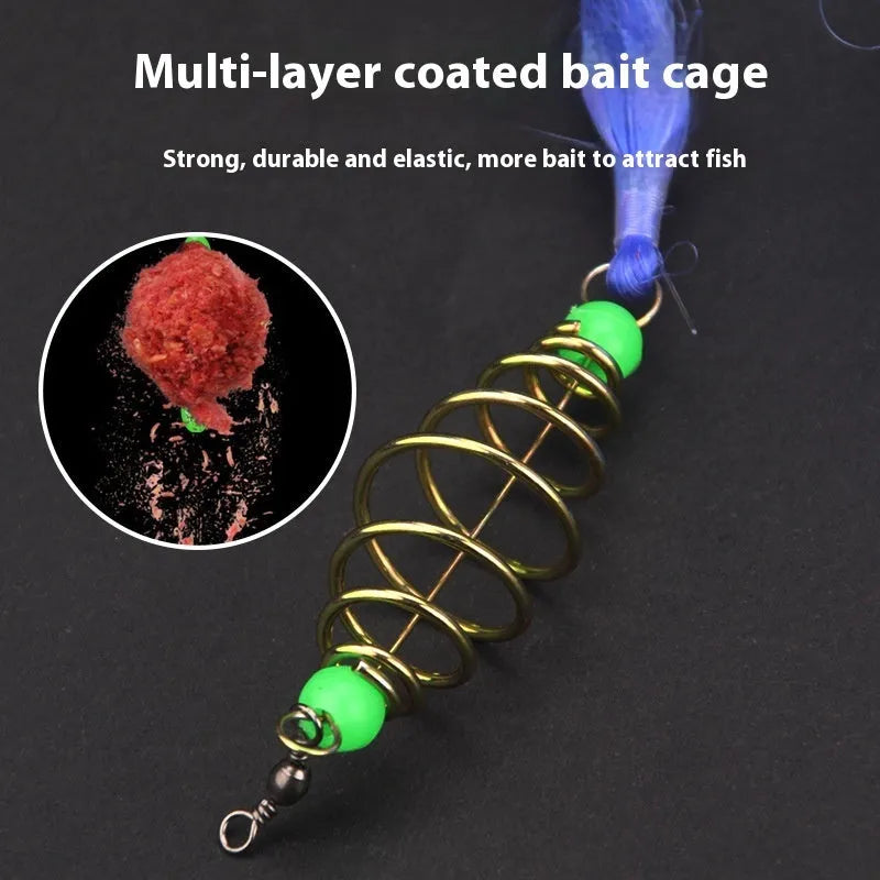 Hand sprinkle fishing net with explosive hook spring bait mechanism in multiple mesh sizes