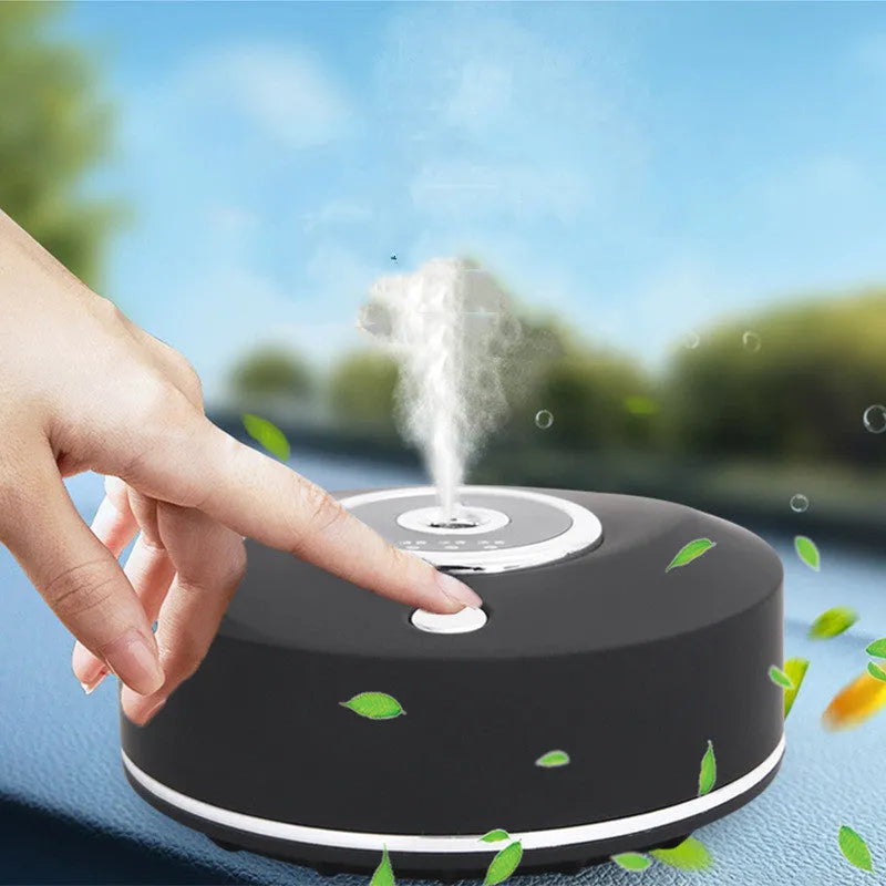 Intelligent vehicle mounted spray accessories in black plastic with USB cable and anti slip pad for car aromatherapy