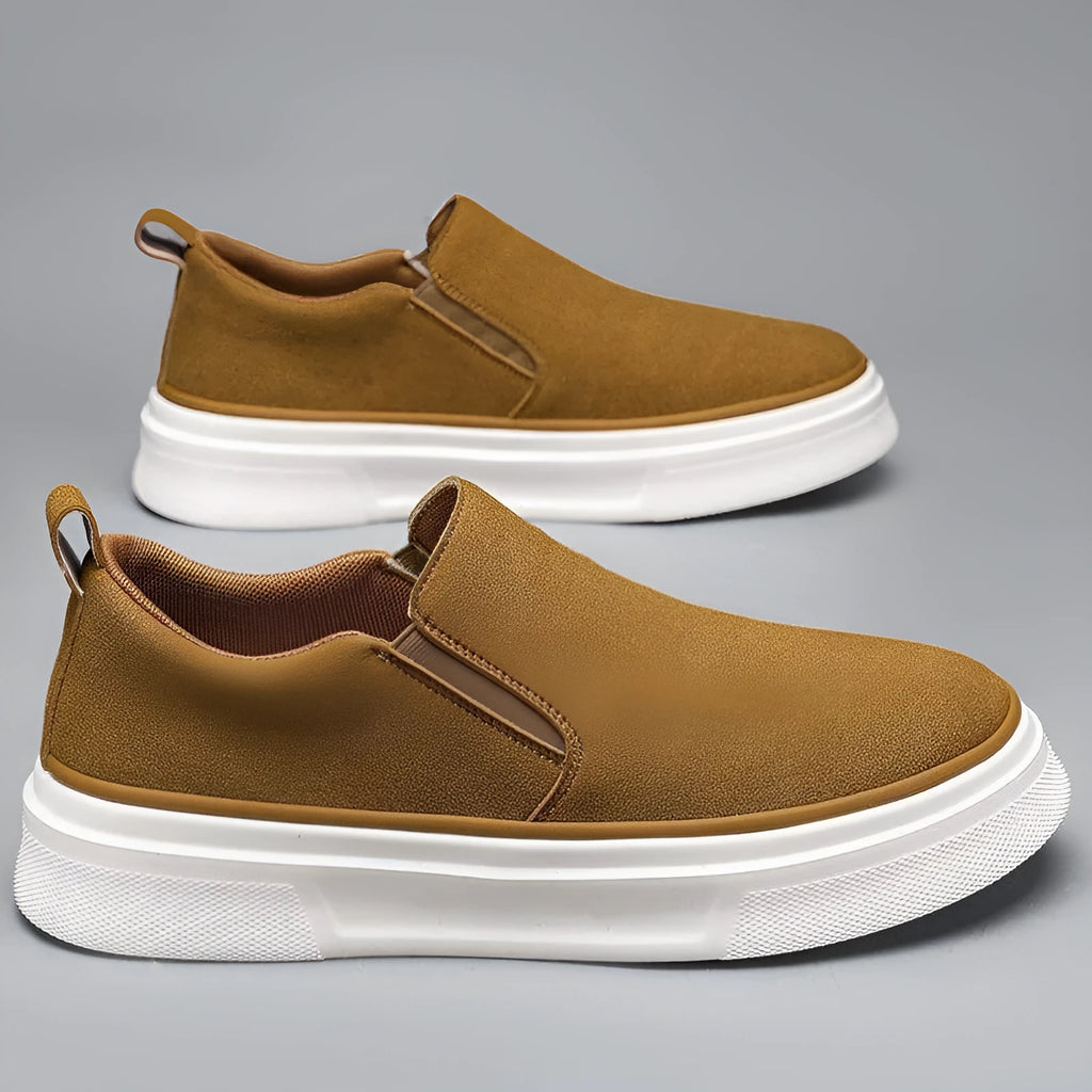Men's casual cowhide leather round toe shoes with linen lining and foam rubber sole, available in multiple colours and sizes 40-44