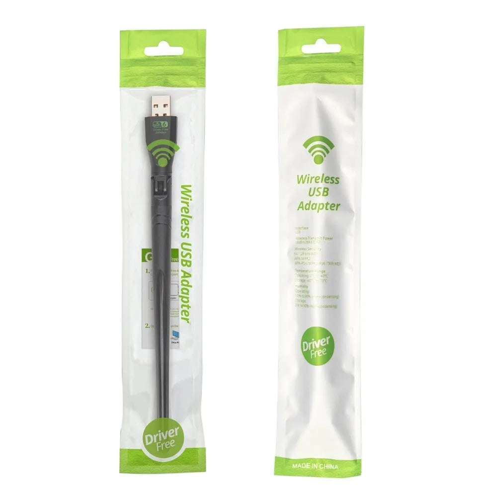 Black USB WiFi 6 wireless network card adapter for desktop and laptop computers