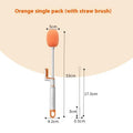 Long handle plastic cup brush in orange and army green with replacement heads for kitchen bottle cleaning