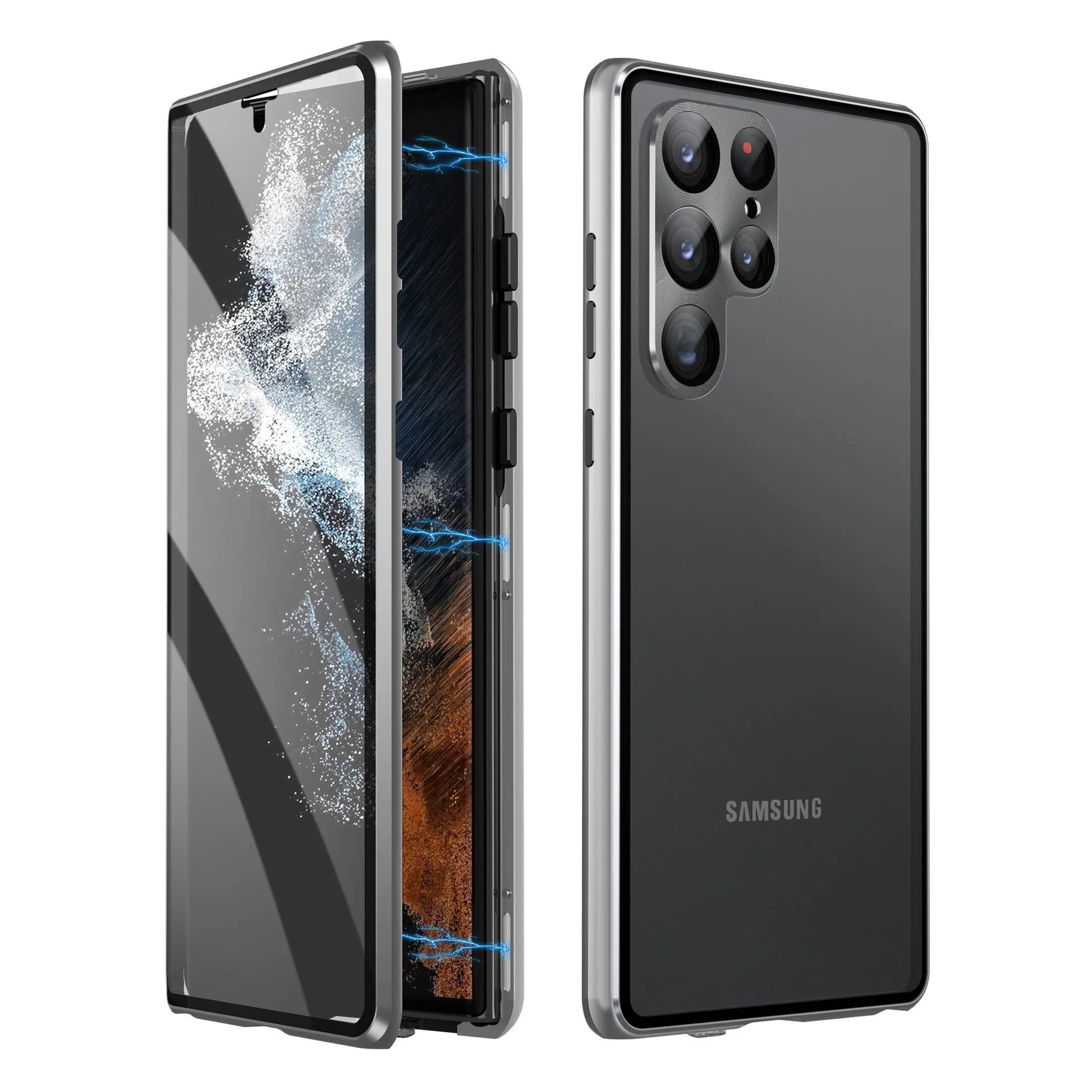 Metal magnetic phone case with privacy mirror for Samsung S24 Ultra in multiple colour options
