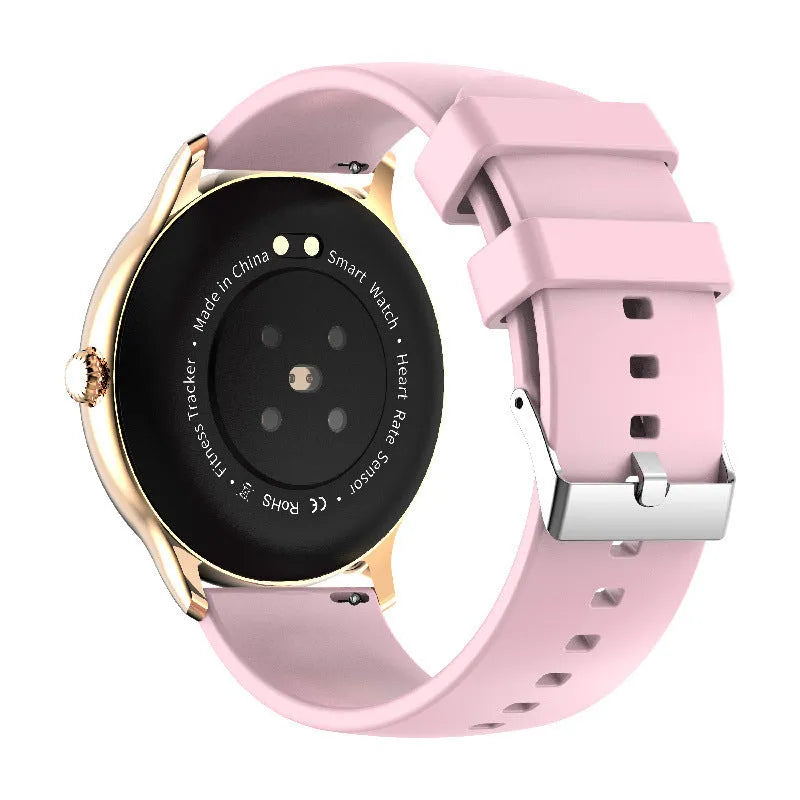 Black smart sports watch with blood pressure monitoring on silicone wristband