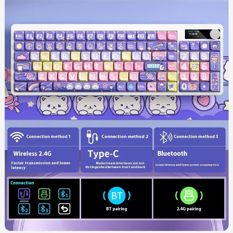 Black Iron Cow mechanical keyboard with RGB backlighting showing full key layout