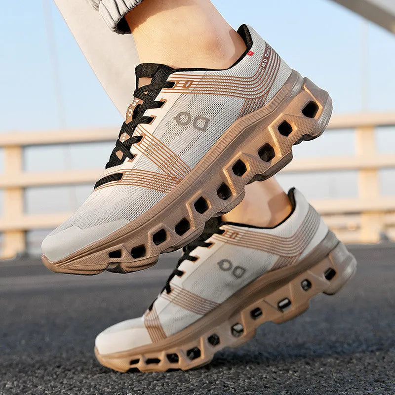 Men's casual running shoes with breathable mesh upper, low-top lace-up design, available in black