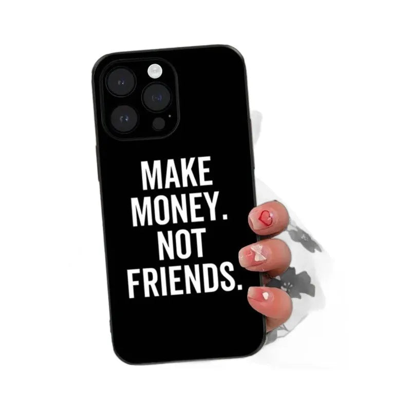 Black English Money anti-fall TPU phone case back cover for iPhone models