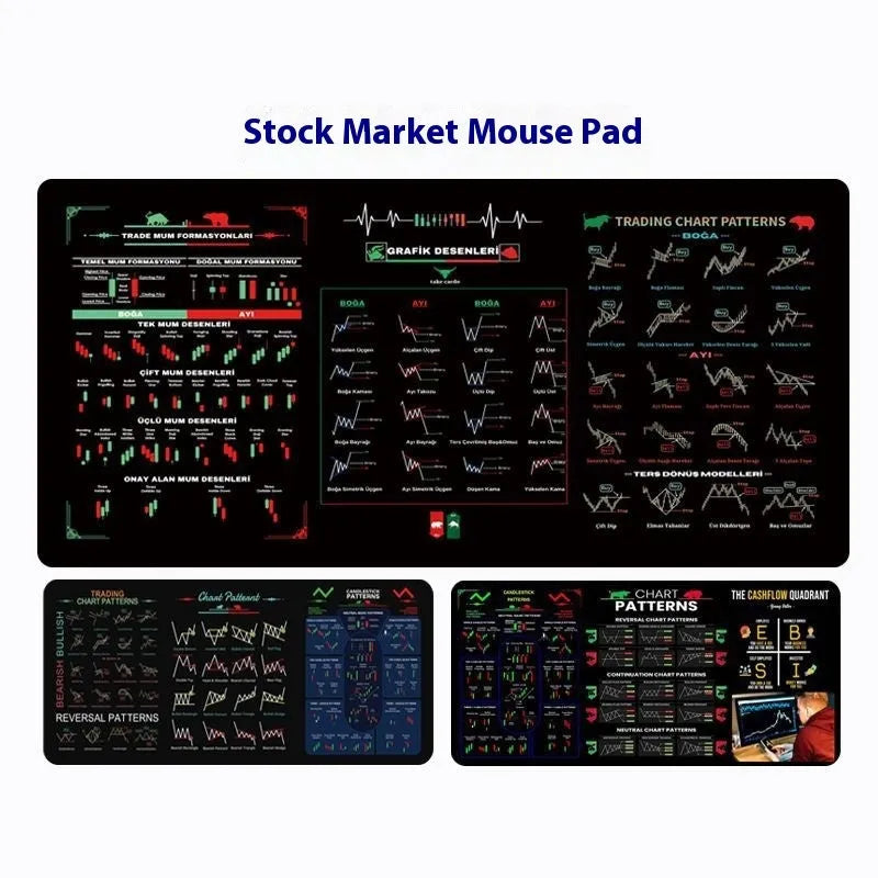 Black rubber mouse pad with thermal transfer printing, shown in various size options for desk use