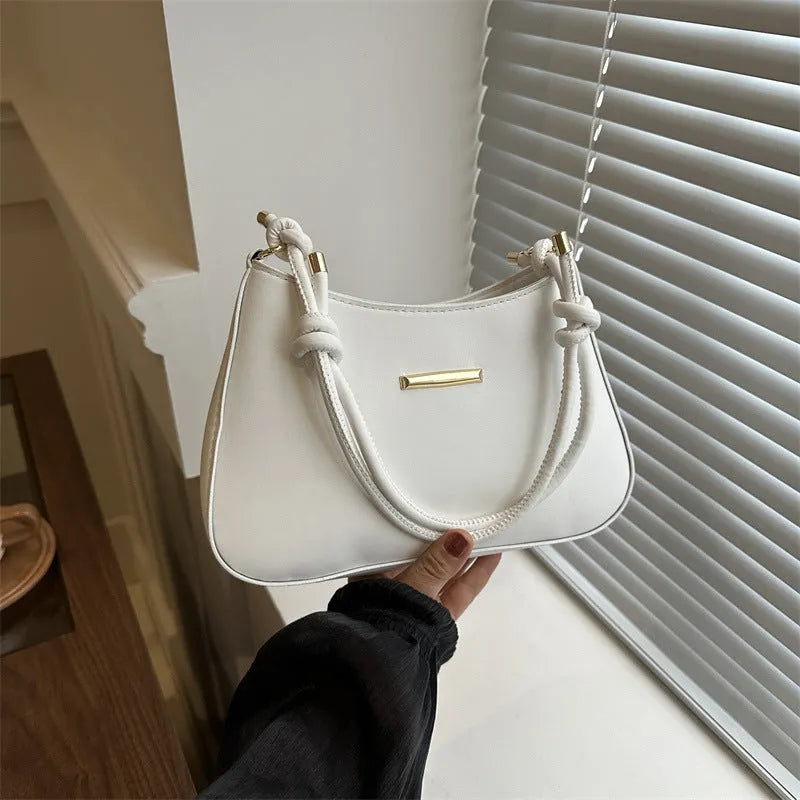 Women's hand-held armpit small square bag in PU material, horizontal square shape with three-dimensional pocket, available in multiple colours