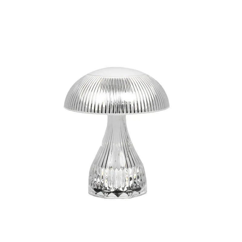 Small white acrylic touch-control night lamp with USB charging cable.