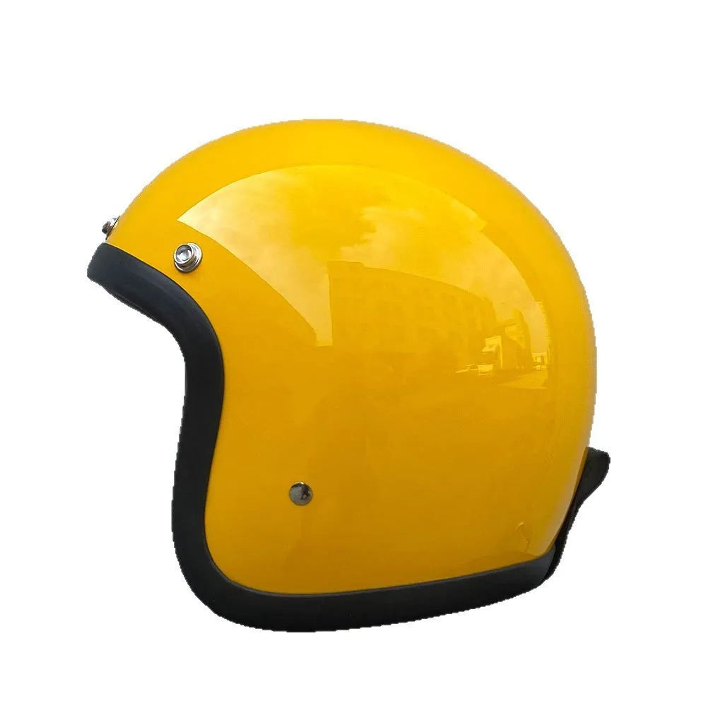 FRP retro-style half helmet for electric motorcycle commuting, shown in a colour option.